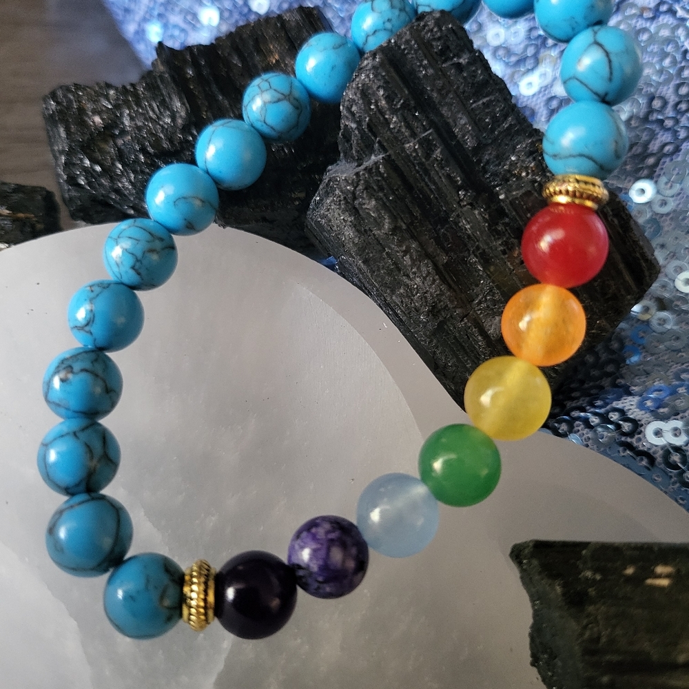 Handmade chakra turquoise bracelet